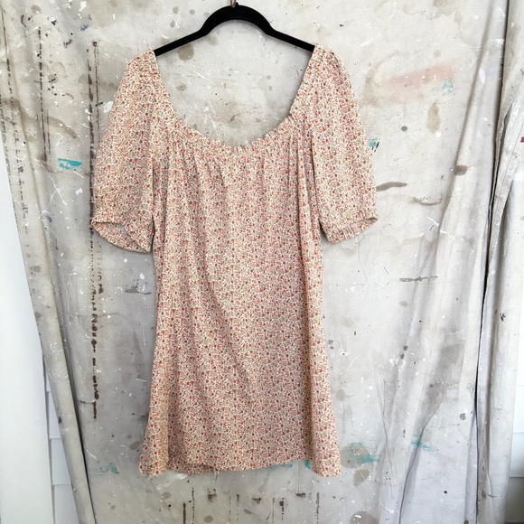 Reformation Vivi Dress in Siesta, Ditzy Floral Mini Babydoll Square Neck - Picture 5 of 5